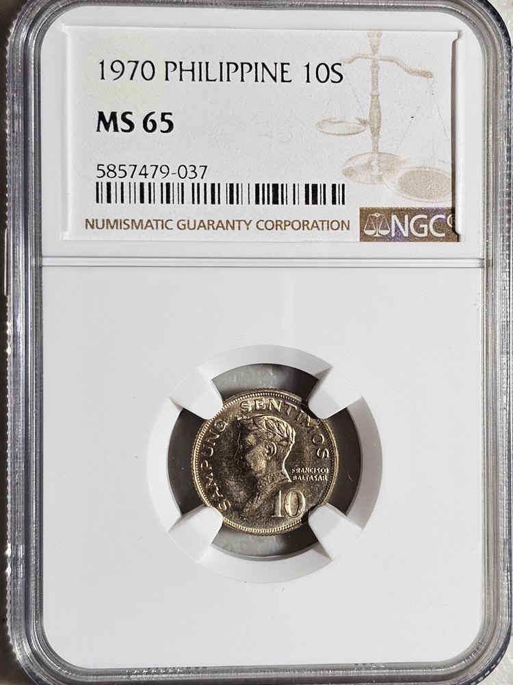 Philippines 10 Sentimos 1970 NGC MS 65