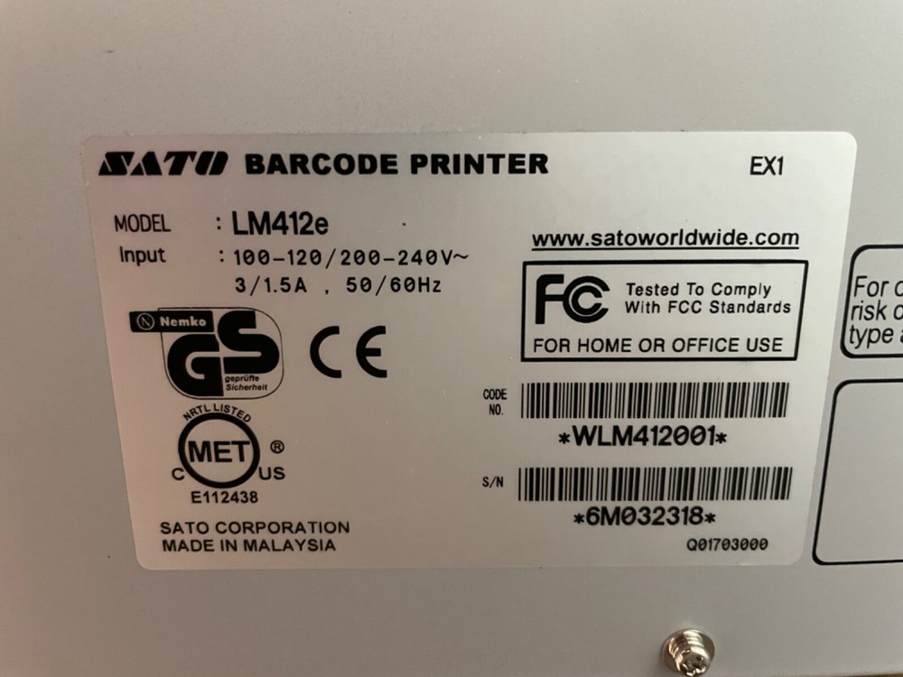 Sato LM412e Barcode Label Printer - Thermal Transfer - NOB