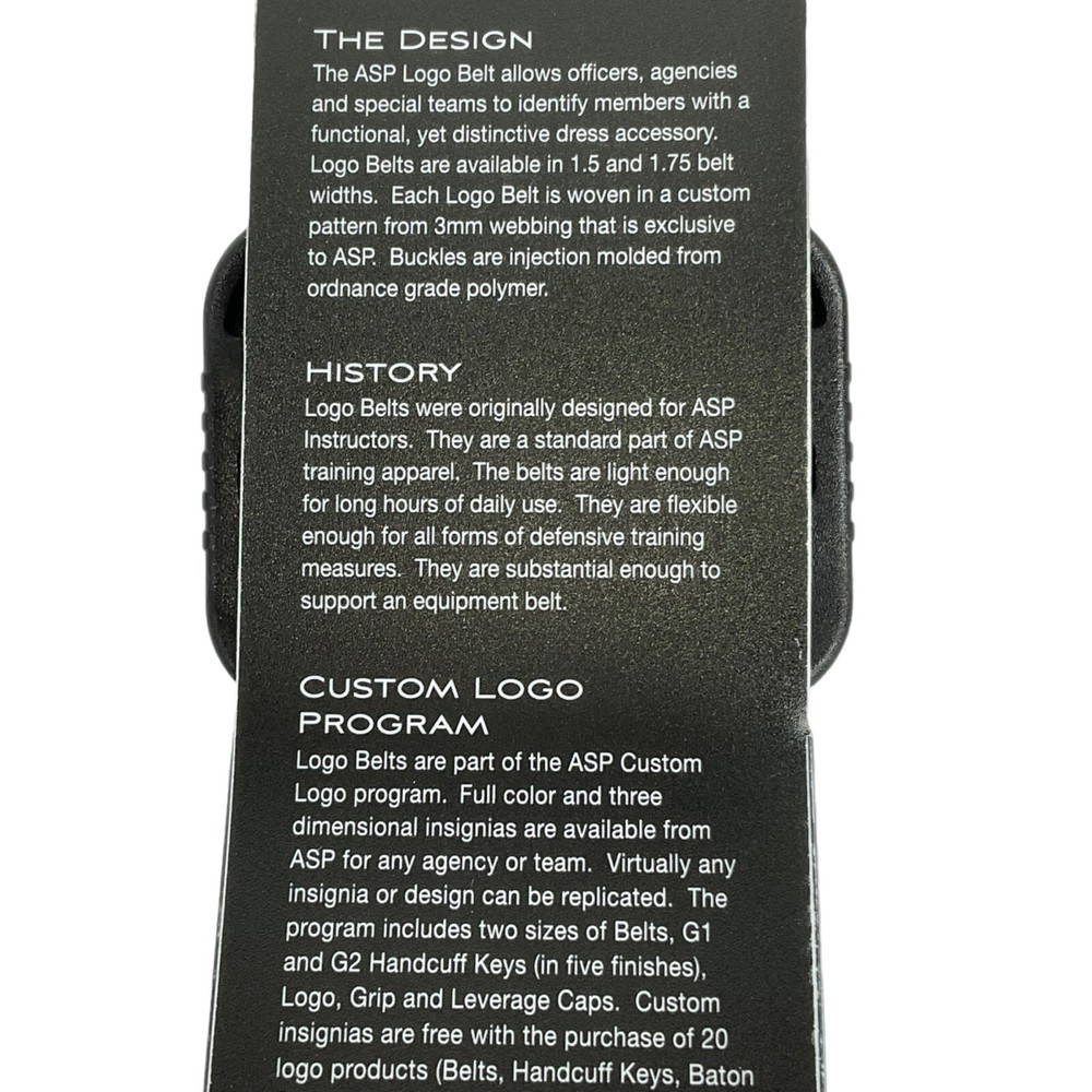ASP Belt Eagle Logo 10601 black 3mm webbing 1.75" Medium 32-34 New