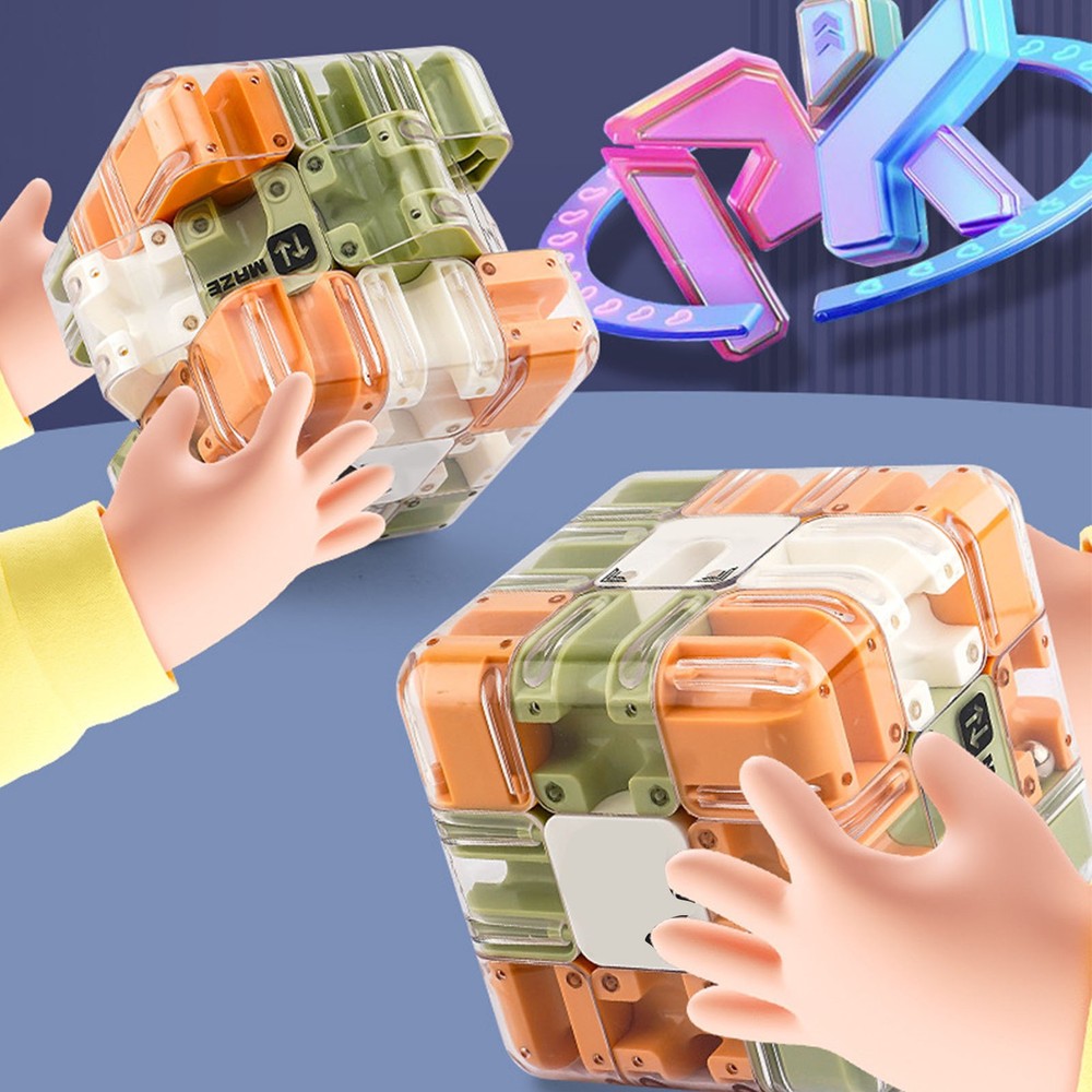 3D Maze Puzzle Cube for Kids 3+ Rolling Ball&Cube Concentration Training