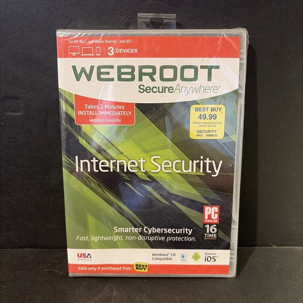 Webroot Secure Anywhere Internet Security Factory Sealed NEW