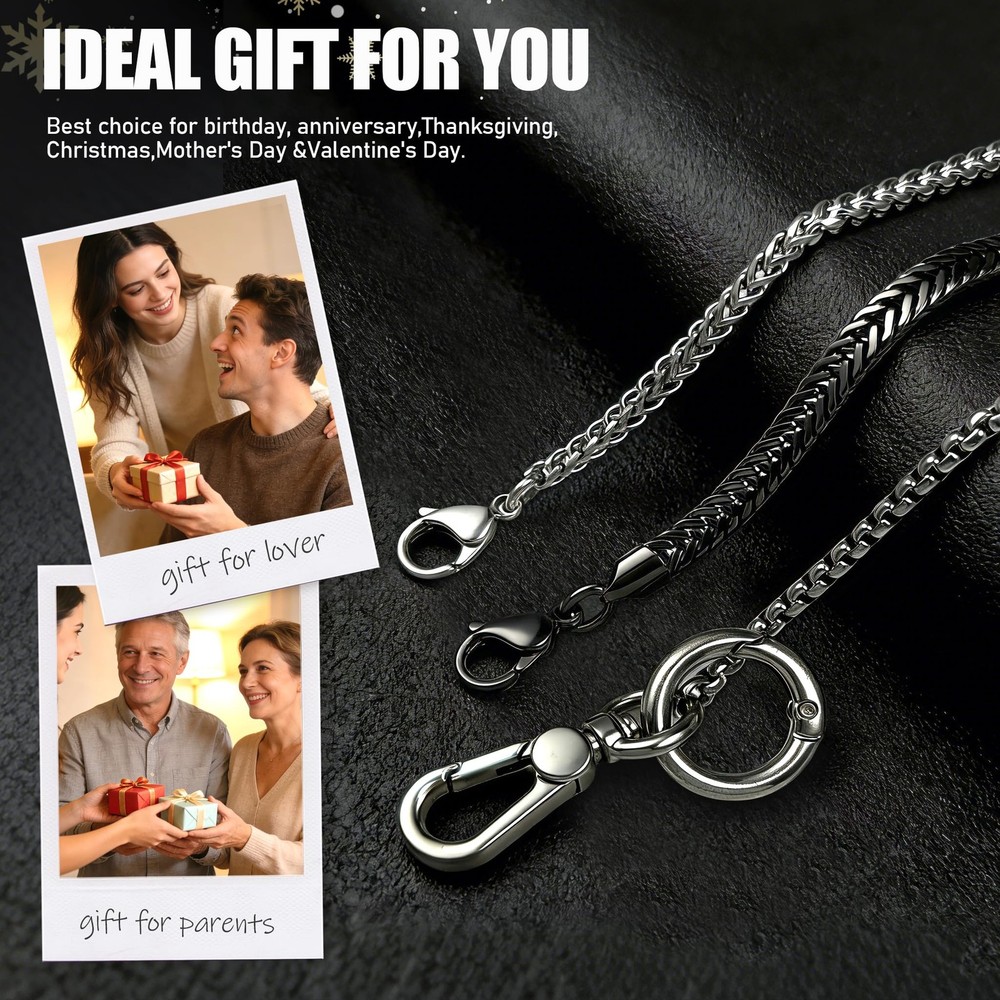 ROCONTRIP Anti-Theft Phone Lanyard Tether & Pants Chain Medium, Silver