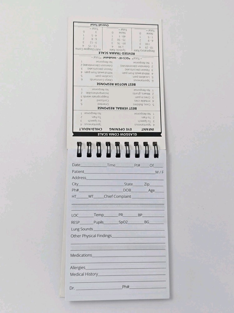 4 PACK EMT/FIRST RESPONDER PROFESSIONAL VITAL STATISTICS NOTEBOOK