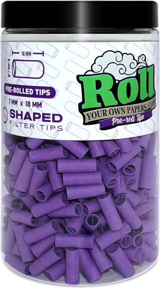 Purple Pre-Rolled Filter Tips, Ø7Mm - 500 Tips per Bottle