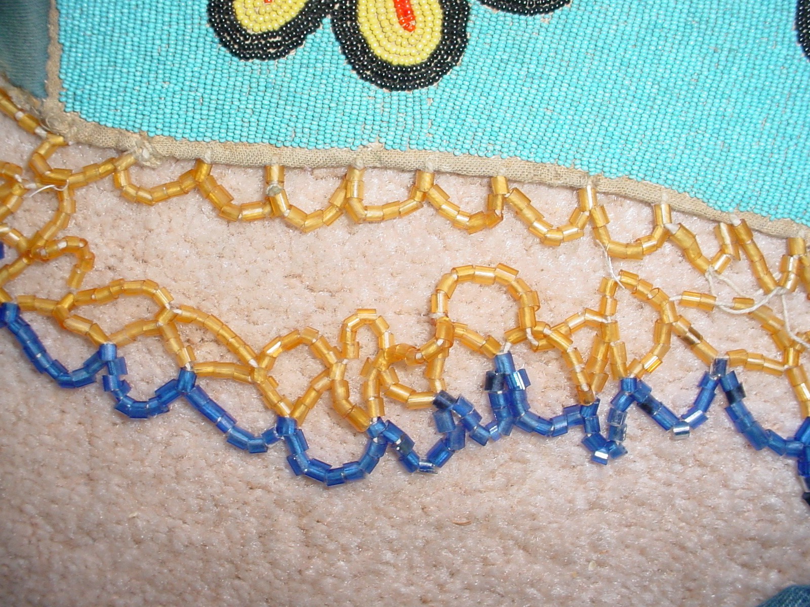 OLD CA 1900 YAKAMA PLATEAU INDIAN FULLY BEADED CAPE YOKE JINGLE DANCE