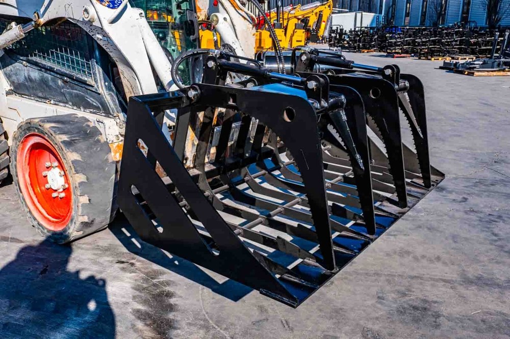 72" Rake Root Clam Grapple with Teeth Attachment Bobcat Skid Steer