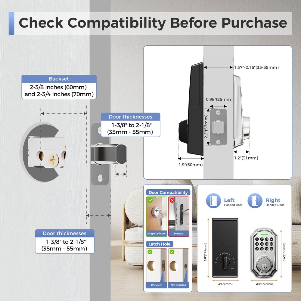 ARPHA Smart Front Door Lock Set 100Code Electronic Keypad Deadbolt Keyless Entry