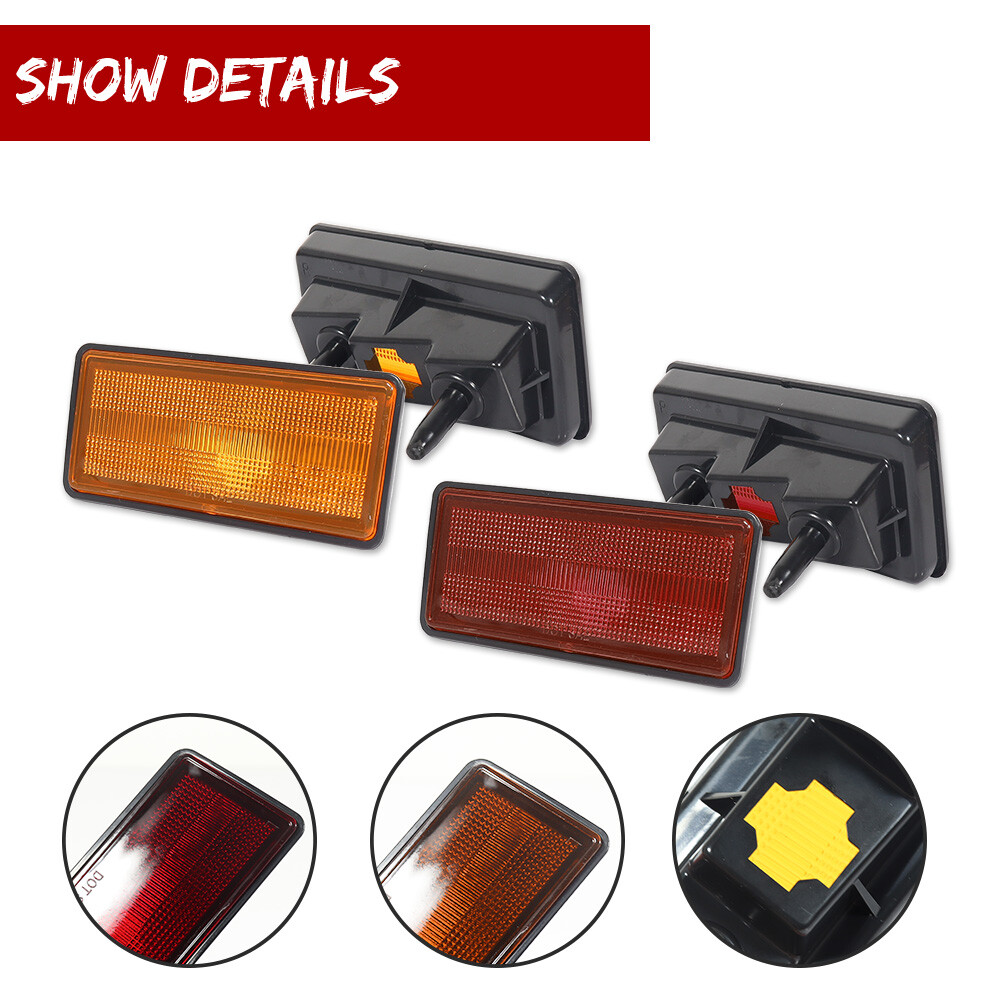 4PCS Amber Front & Red Rear Side Marker Lights For 1974-1979 Chevy Corvette C3