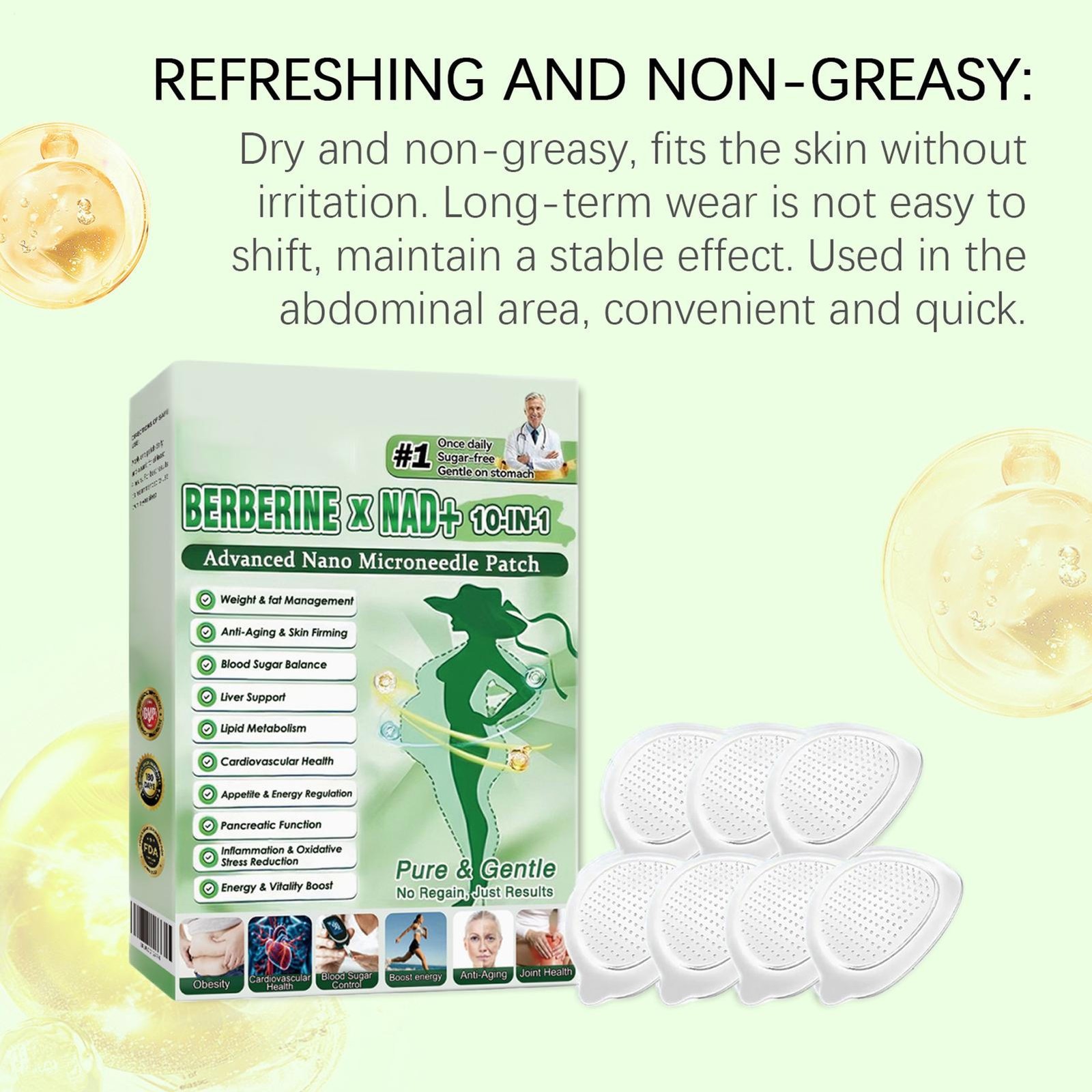 3PACK Moringa Berberine 10-in-1 Advanced Nano Microneedle Patches 7Pcs/Box New