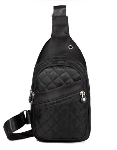 Crossbody Small Sling Backpack Sling Bag for Women, Chest Bag Dark Black