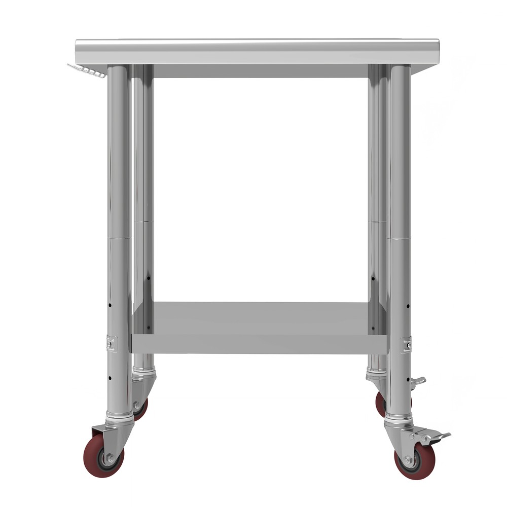 30" Work Table Stainless Steel Undershelf Kitchen Prep Backsplash w/ Hook Wheels