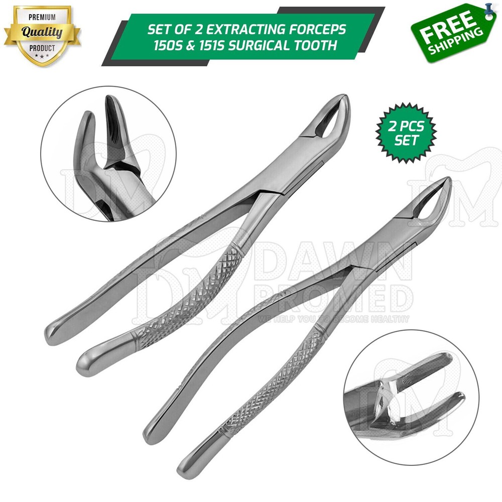 Dental Extracting Forceps 150s & 151s Surgical Extraction Tools Set German Grade