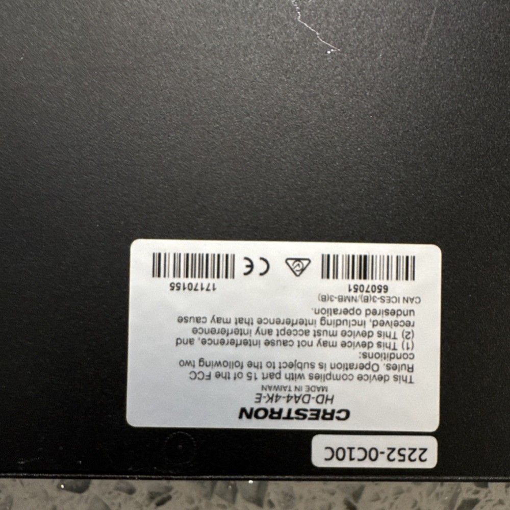 Crestron HD-DA4-4K-E HDMI Distribution Switcher 1x4 4K Console/Tabletop