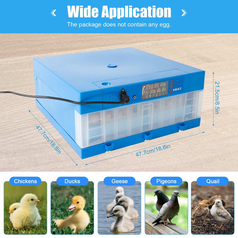 48 Eggs Incubator Automatic Digital Chicken Egg Hatcher Temperature Control
