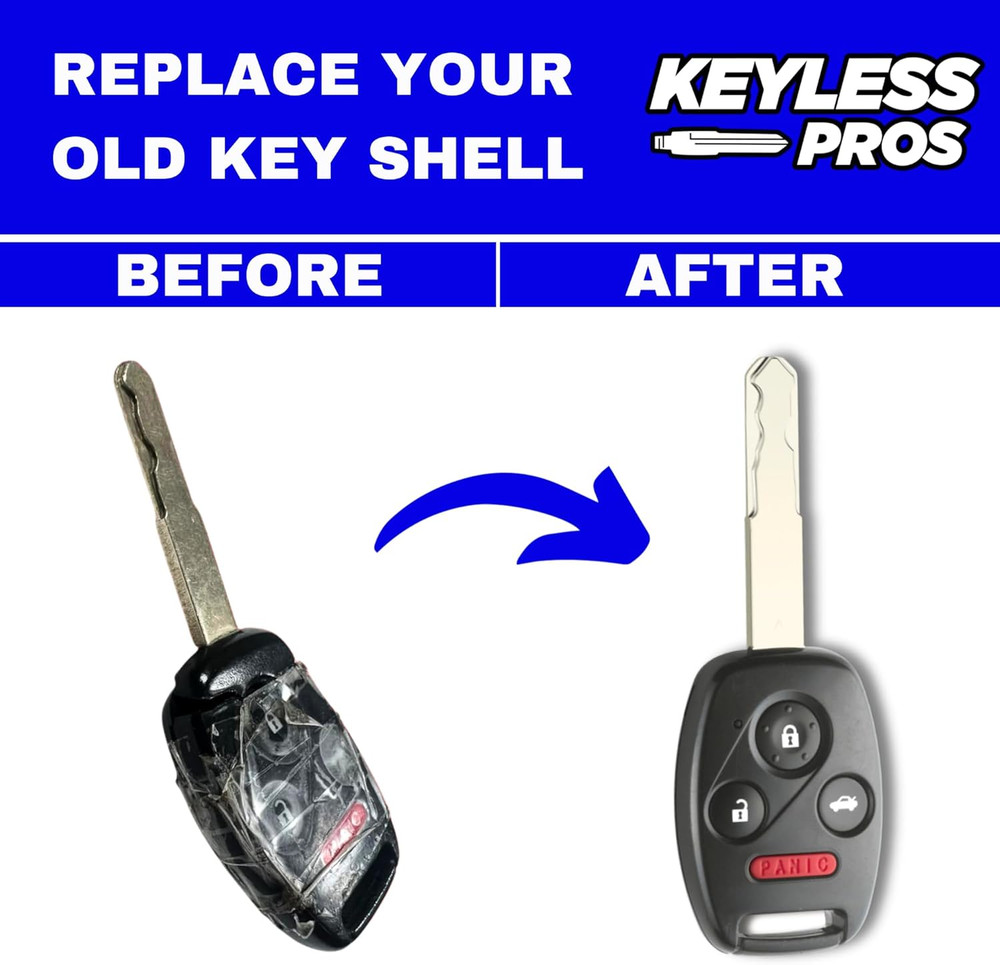 4-Btn Shell Kit & Gut Case, Keyless Entry Remote Key Fob Replacement, Fits 2003-