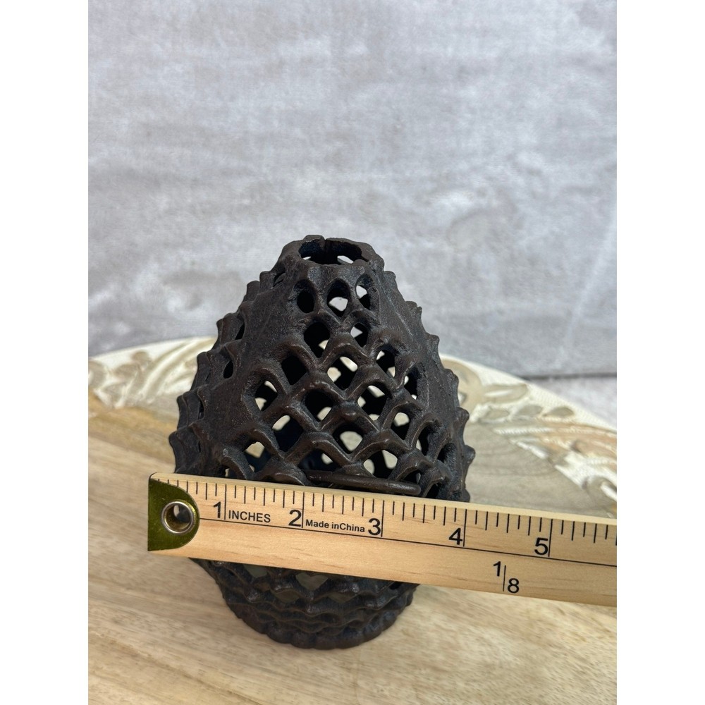 Cast Iron Pinecone Lantern Candle Holder Rustic Farmhouse Decor