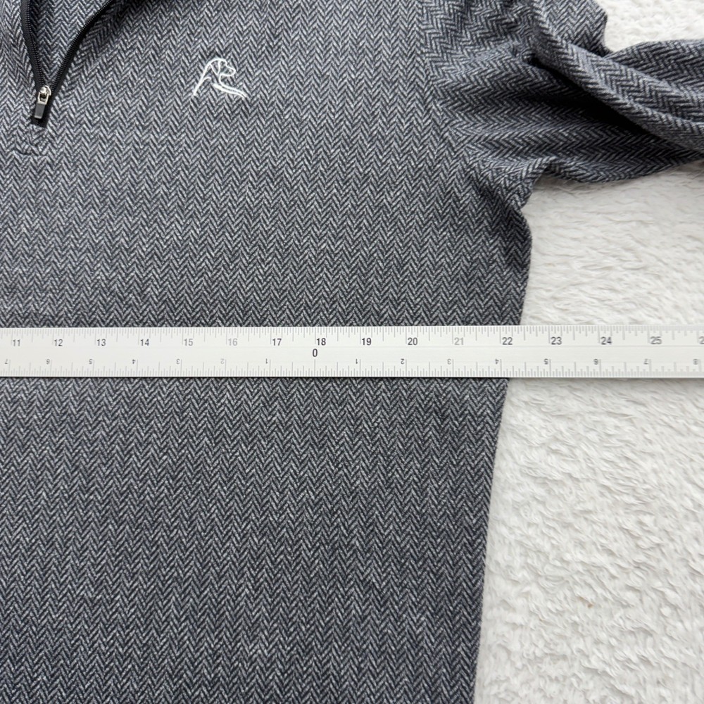 Rhoback Mens Grey Herringbone Quarter Zip Pullover Performance Golf Top Size M