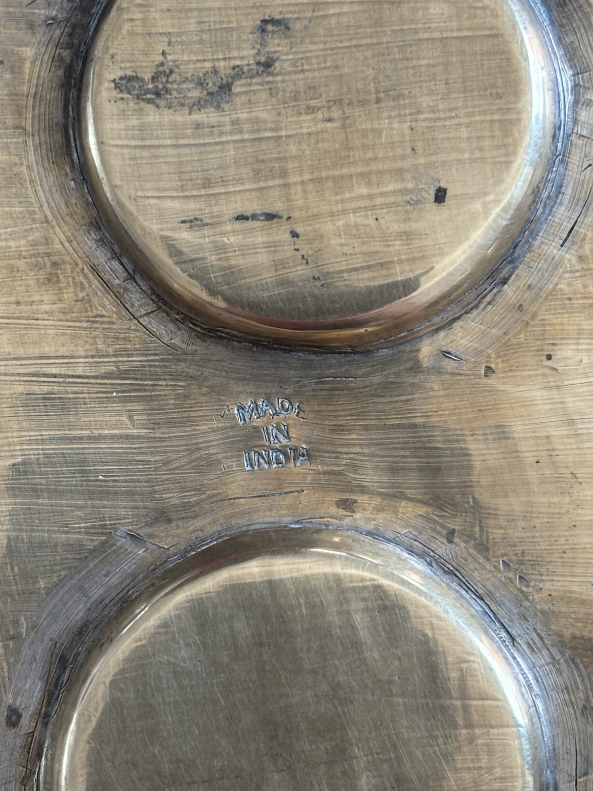 Vintage Indian Brass Tray + 6 Etched Mini Goblets Cordial Set Made in India