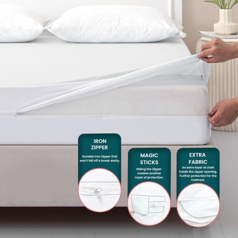 Waterproof Mattress Protector Microfiber 6-Sided Noiseless Washable Soft New