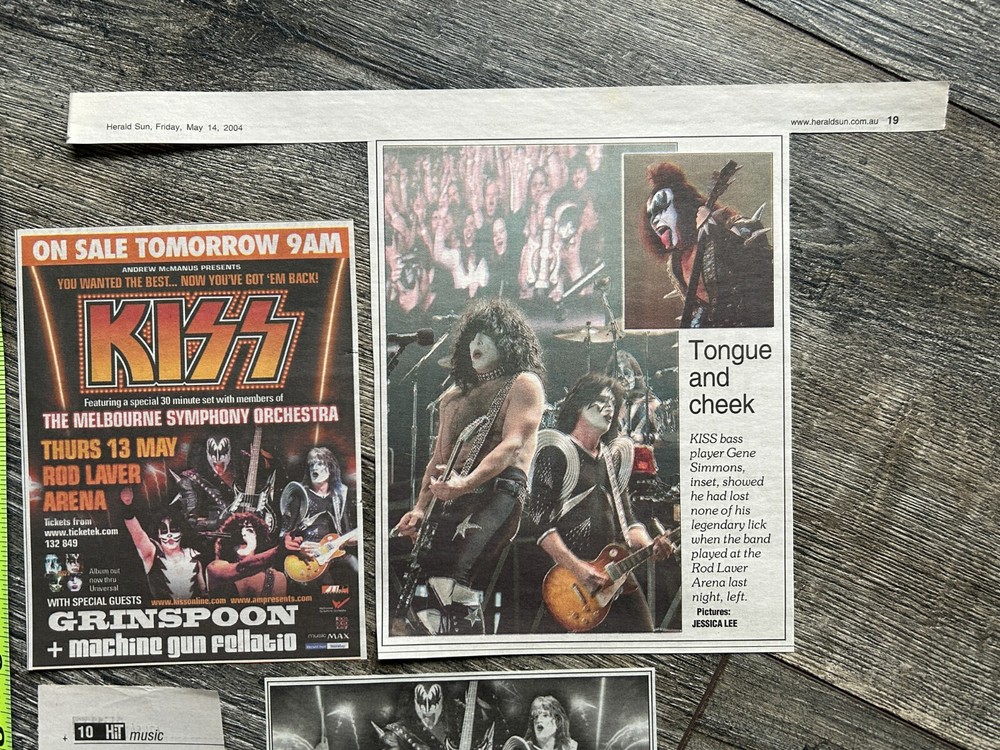 KISS Concert Ad Clipping Rod Laver Australia Tour May 13 2004 Lot Vintage Kiss