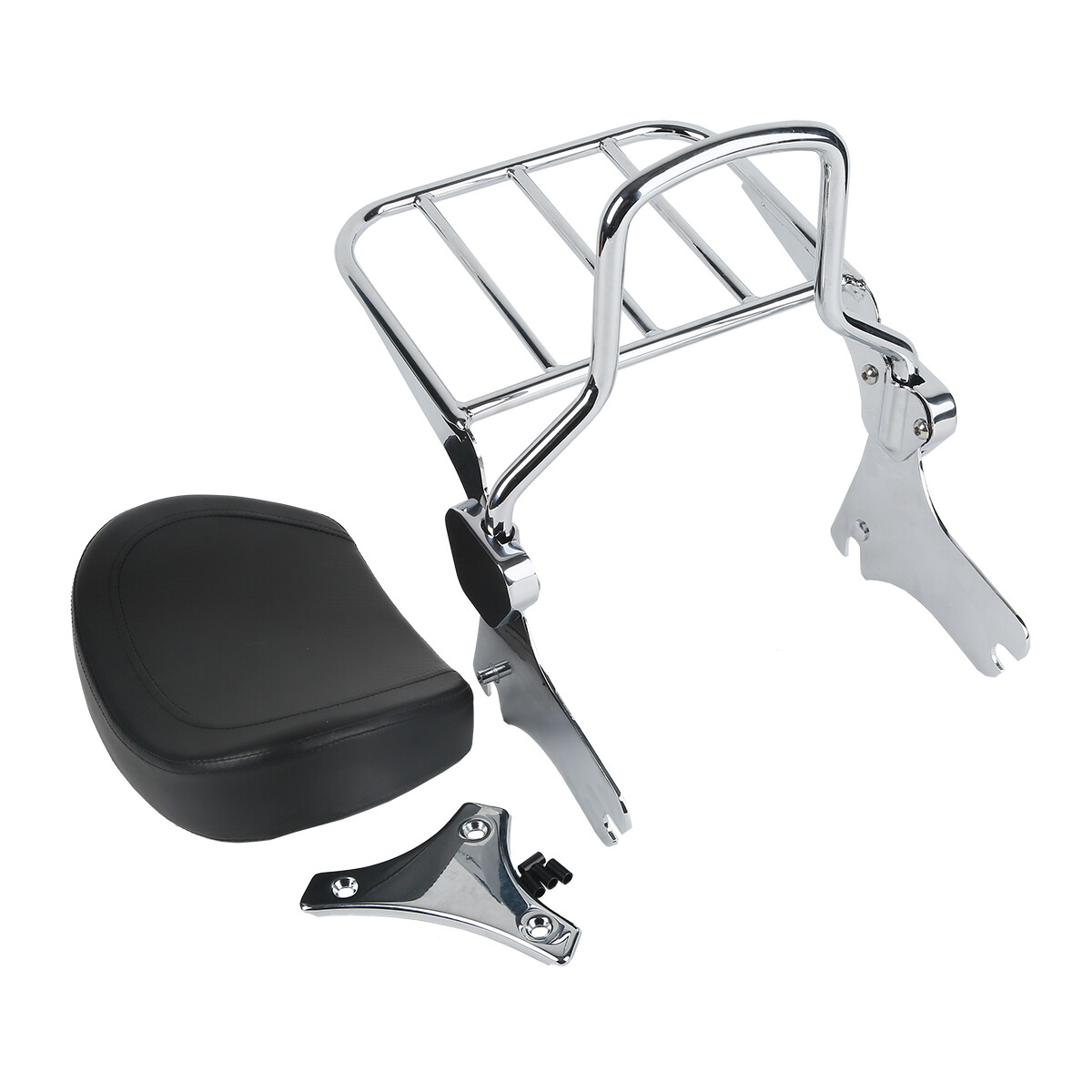 Chrome Backrest Sissy Bar Luggage Rack Docking Kit Fit For Harley Touring 97-08