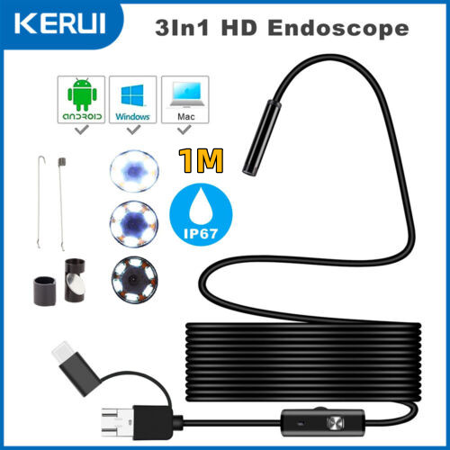 3in1 Borescope Endoscope 6LED Inspection Scope Camera For Android Cell Phone/PC