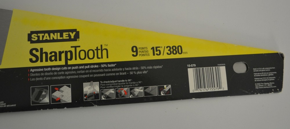STANLEY, Sharptooth, Saw, 15"/380mm, 9 points