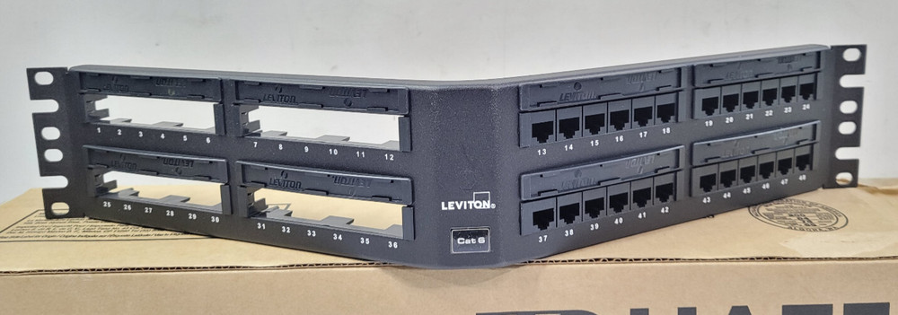 Leviton 69587-U48 Cat 6 UTP Angled 110-Style Universal Patch Panel 48-Port 2RU