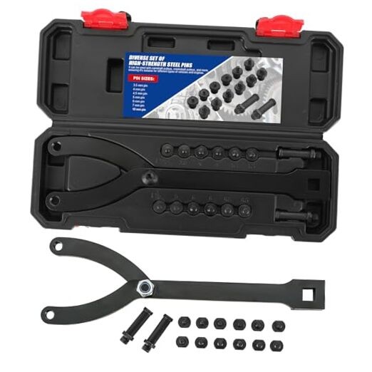 Variable Pin Spanner Wrench, 15PCS Universal Pulley Holder Tool Kit, 1/2"