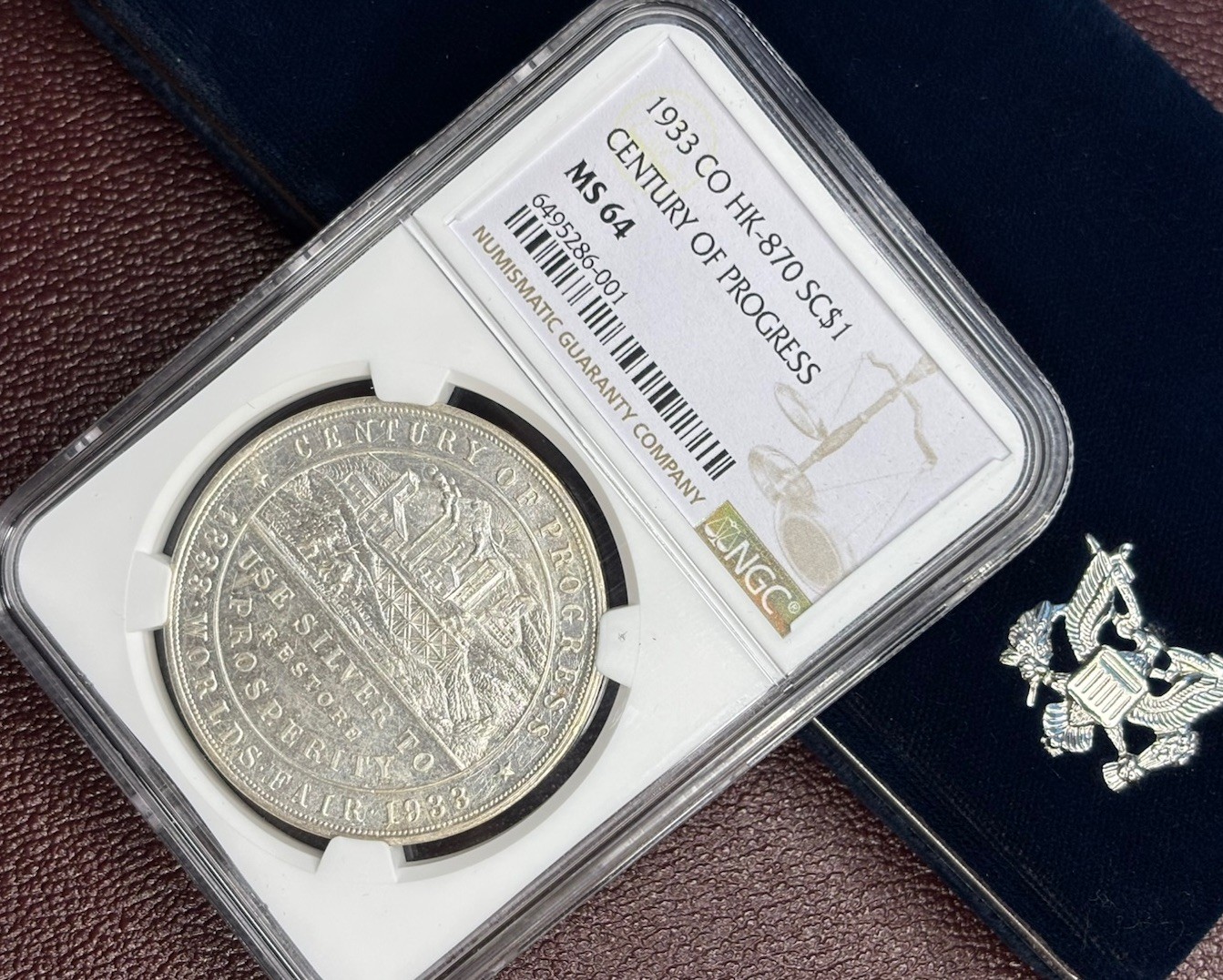 1933 Century of Progress HK-870 Silver So-Called Dollar NGC MS64