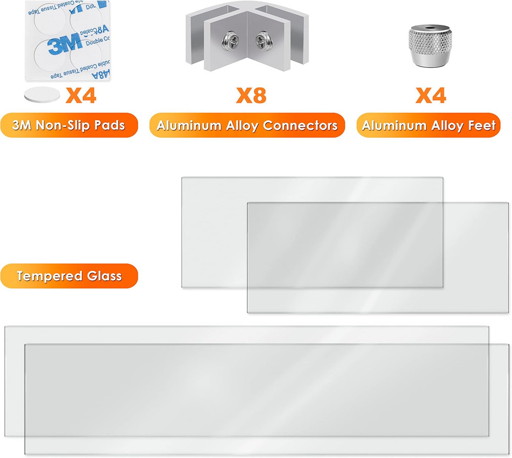 Rectangular Fire Pit Wind Guard - Durable Glass & Sturdy Aluminum Brackets