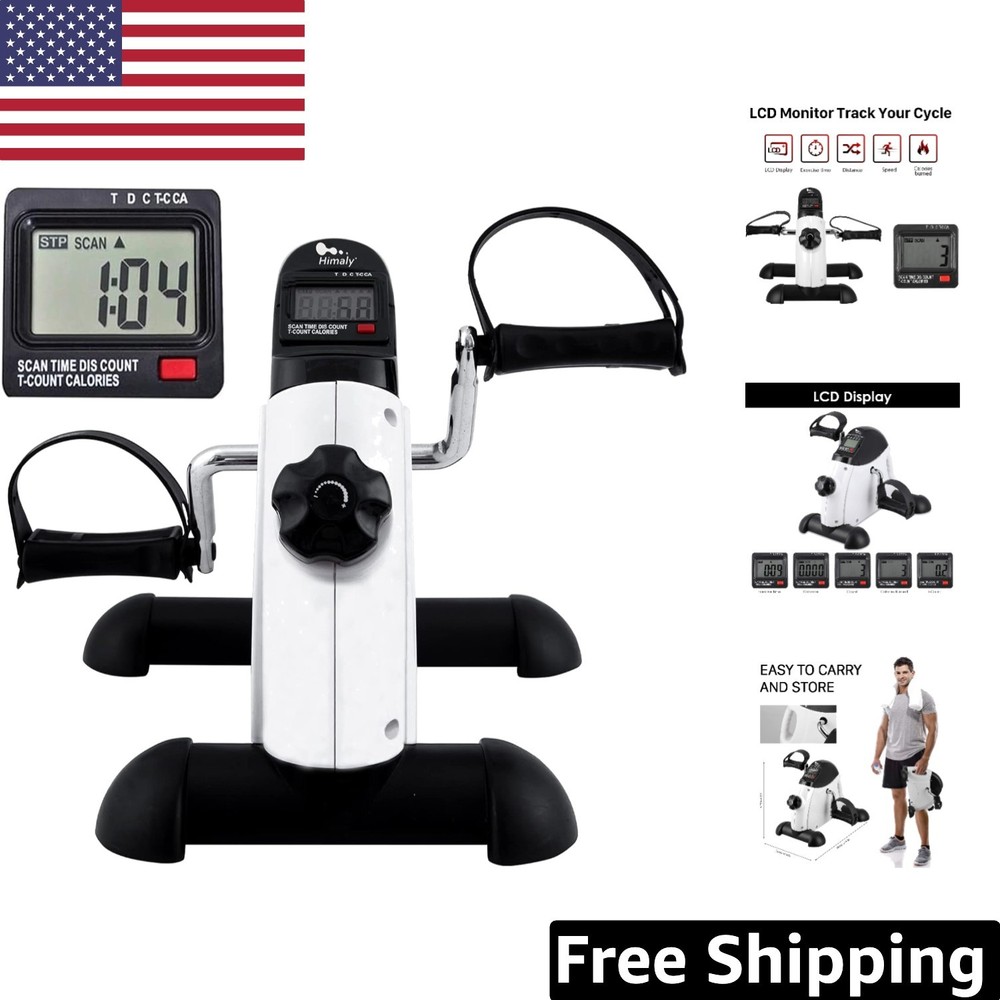 Compact Portable Pedal Exerciser with Digital LCD Display for Arm & Leg Workouts