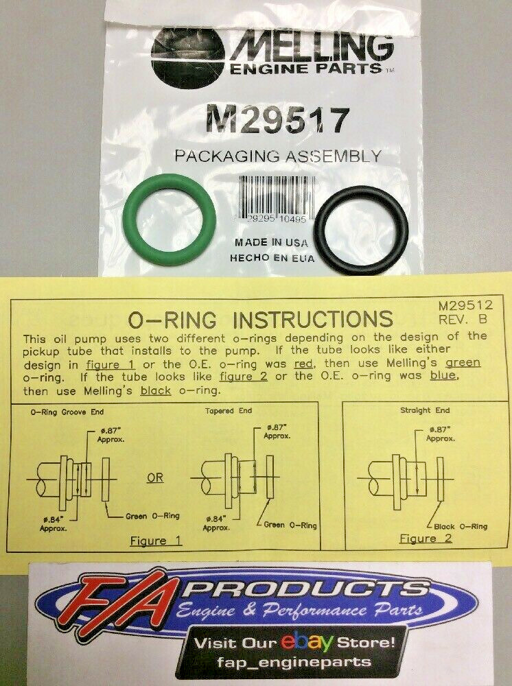 Melling M29517 Oil Pump Pickup Tube O-Ring Set Of 2 For Chevy LS V8 Engines