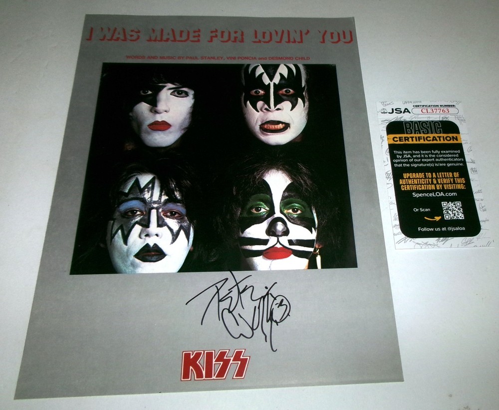 Ex Kiss Peter Criss SIGNED 1979 I Was Made For Lovin' You Sheet Music JSA CERT