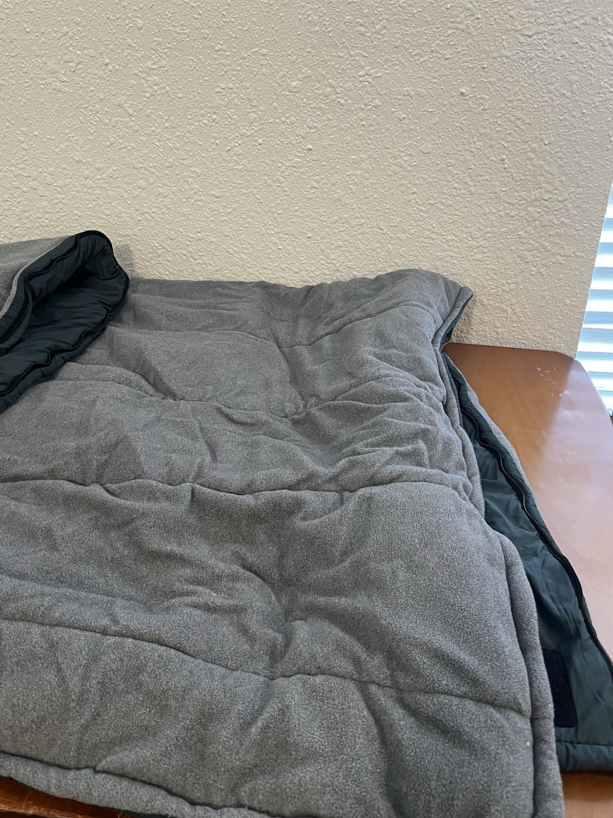 LL Bean 20° Camp Bag Sleeping Bag Green Gray Camping Sleeping With Container