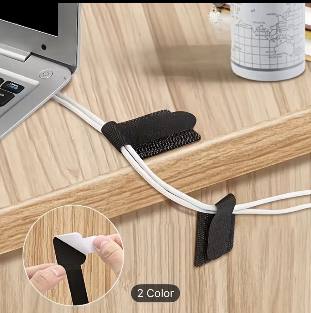28PCS Cable Ties Self Adhesive Hook Loop Fasteners Wire Management Organizer