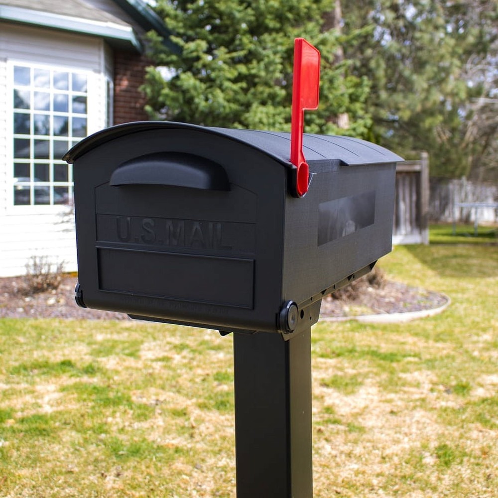 Architectural Mailboxes Patriot Plastic, Large, Post-Mount Mailbox in Black