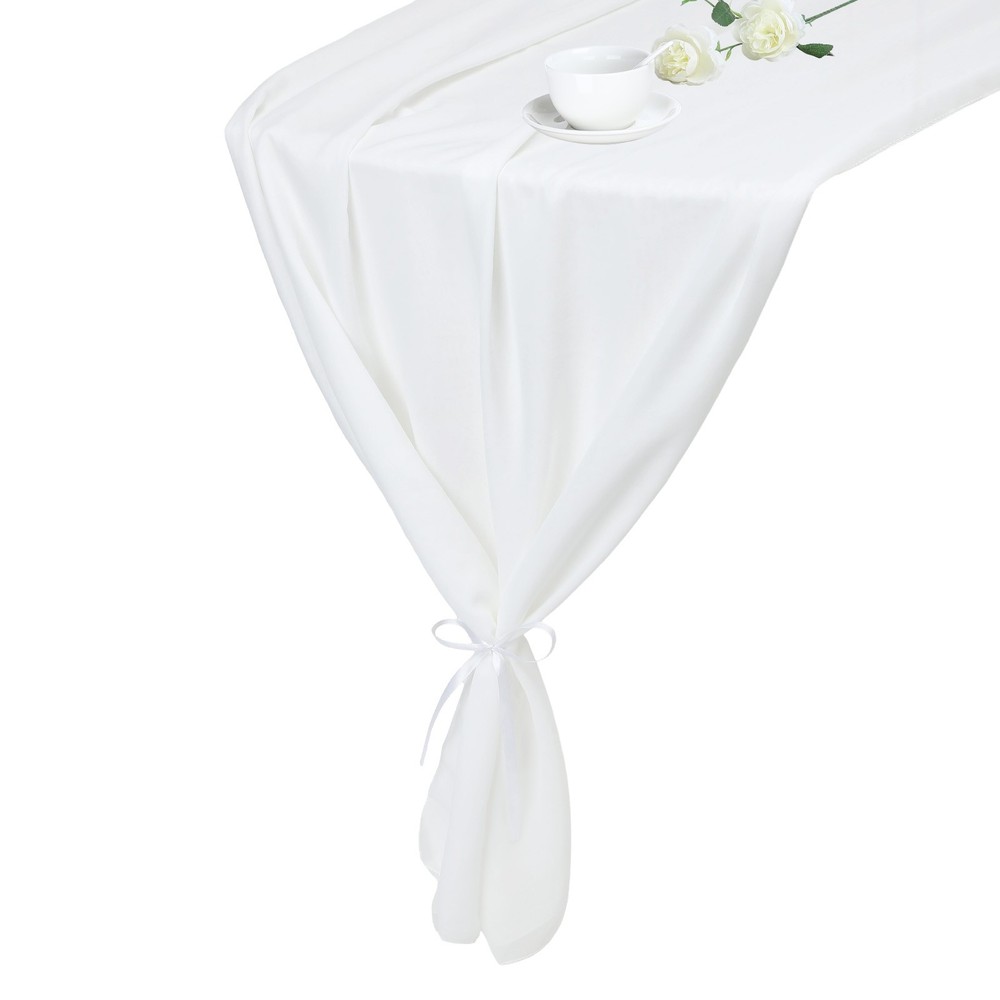 White Chiffon Table Runner 27.5" x 118" Romantic Table Runner