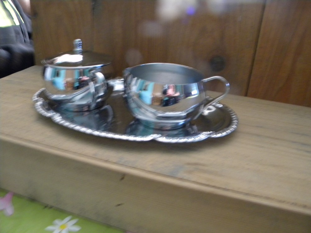 Silver Creamer and Sugar Tray Service Tray