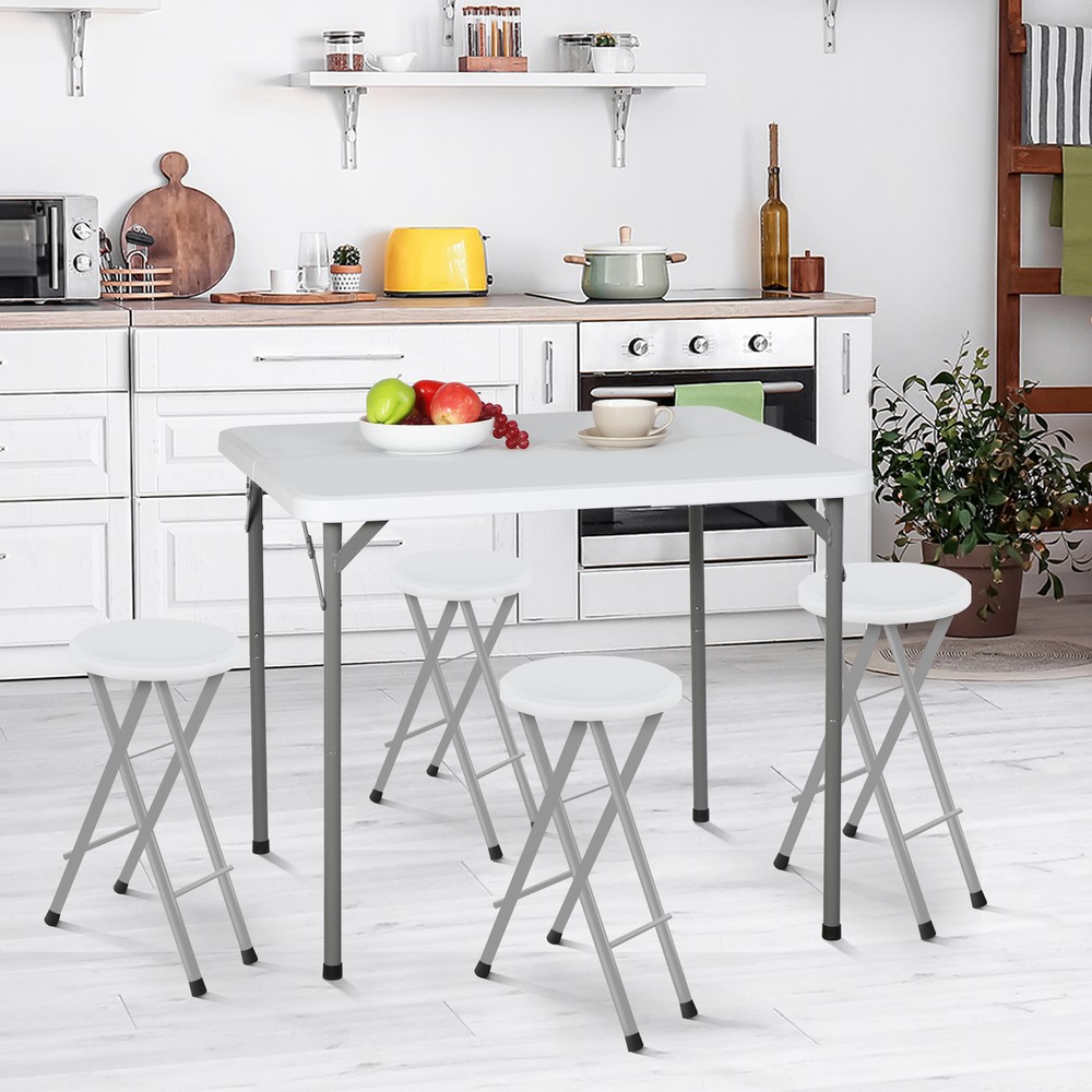 2PCS 34" Fold Half Square Table Bi-Folding Commercial Table for Camping Dining