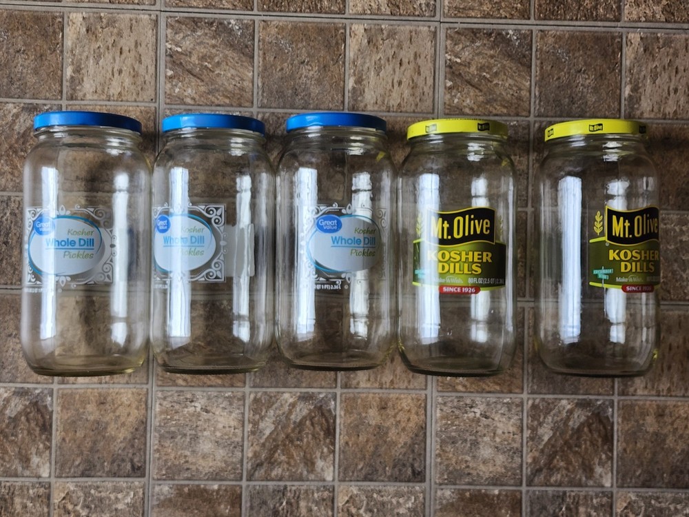 5 Large Storage Pickle Jars - 80fl Oz Jars