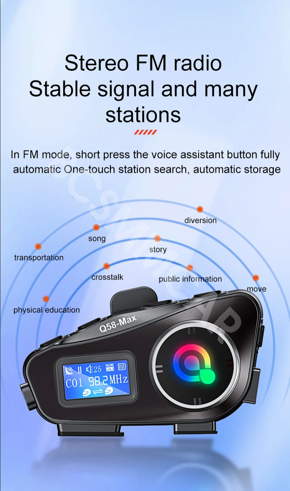 2pcs Motorcycle Intercom Helmet Bluetooth Headset Interphone With Flashlight