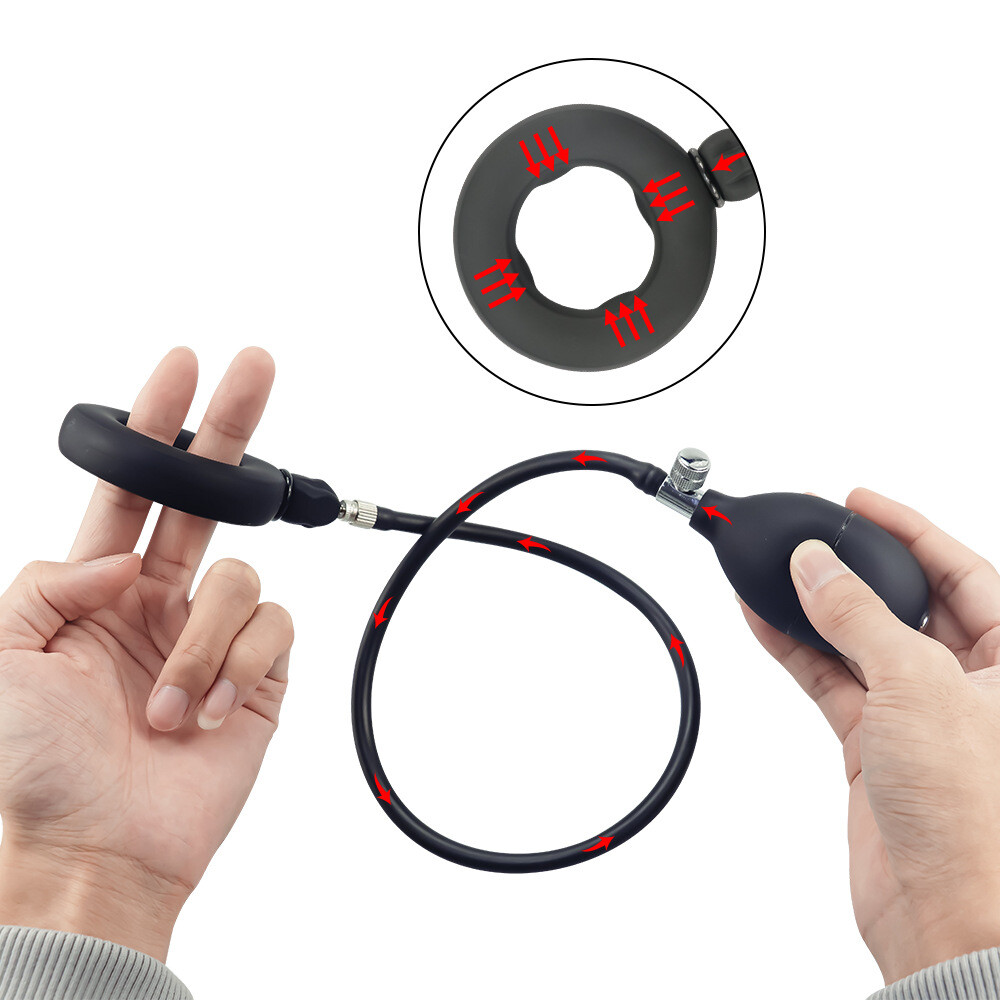 Inflatable Penis Ring Pump Male Enhancer Ejaculation Delay Cock Ring Erection