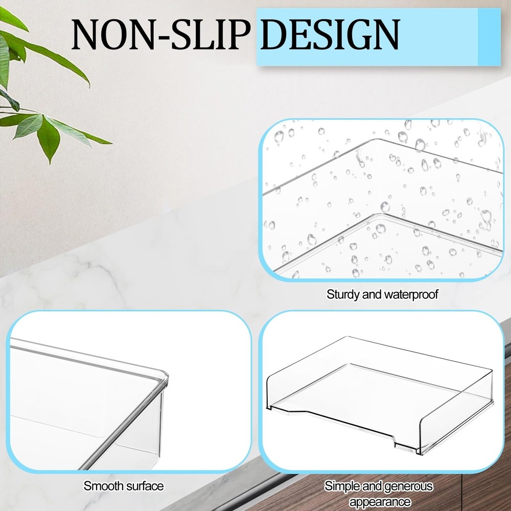 2 Pcs Stackable Letter Tray Rectangular Plastic Desk Organizer 13 x 9.5 x 2.6...