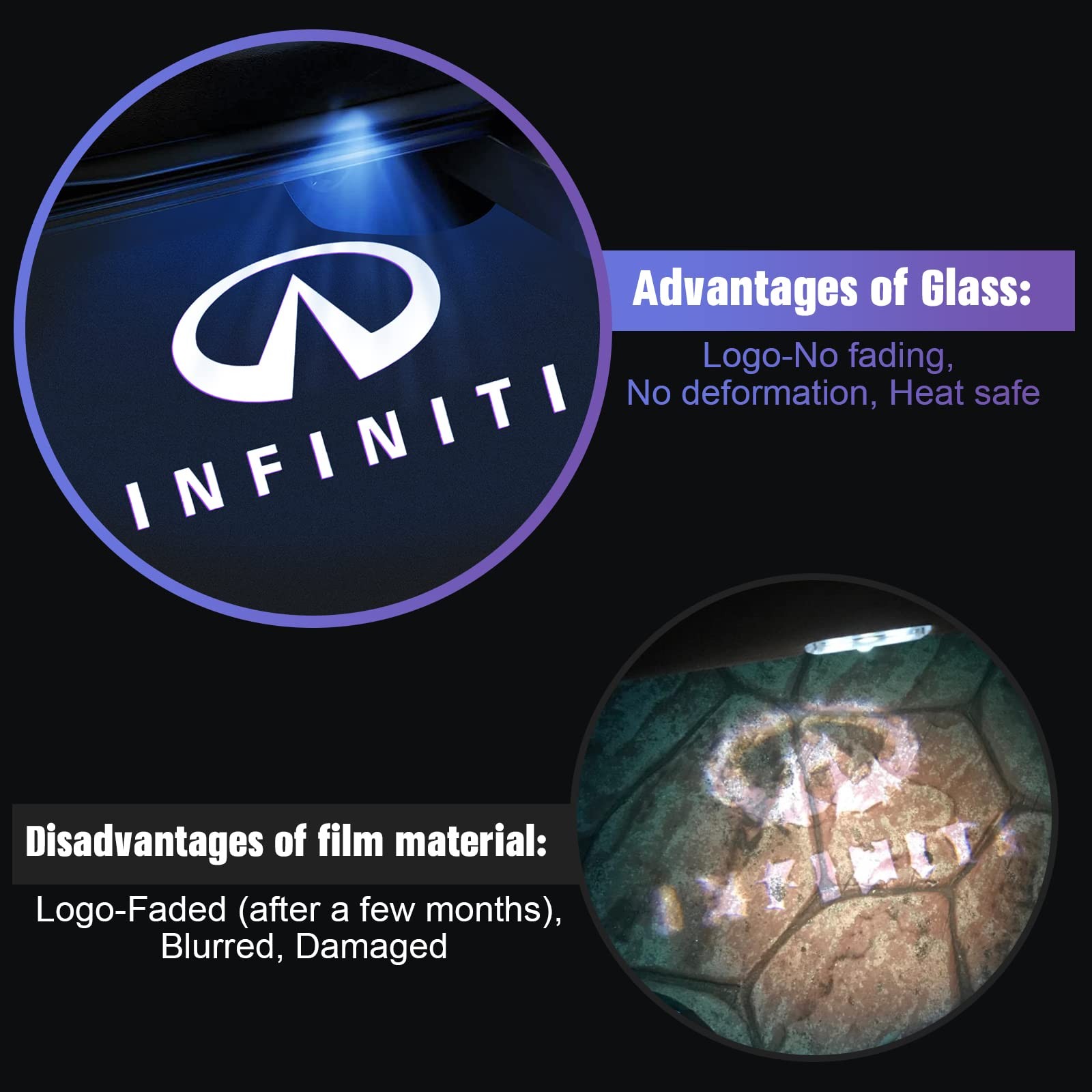 No Fade Car Door Lights Logo Compatible with Infiniti, LED Welcome Lights Access