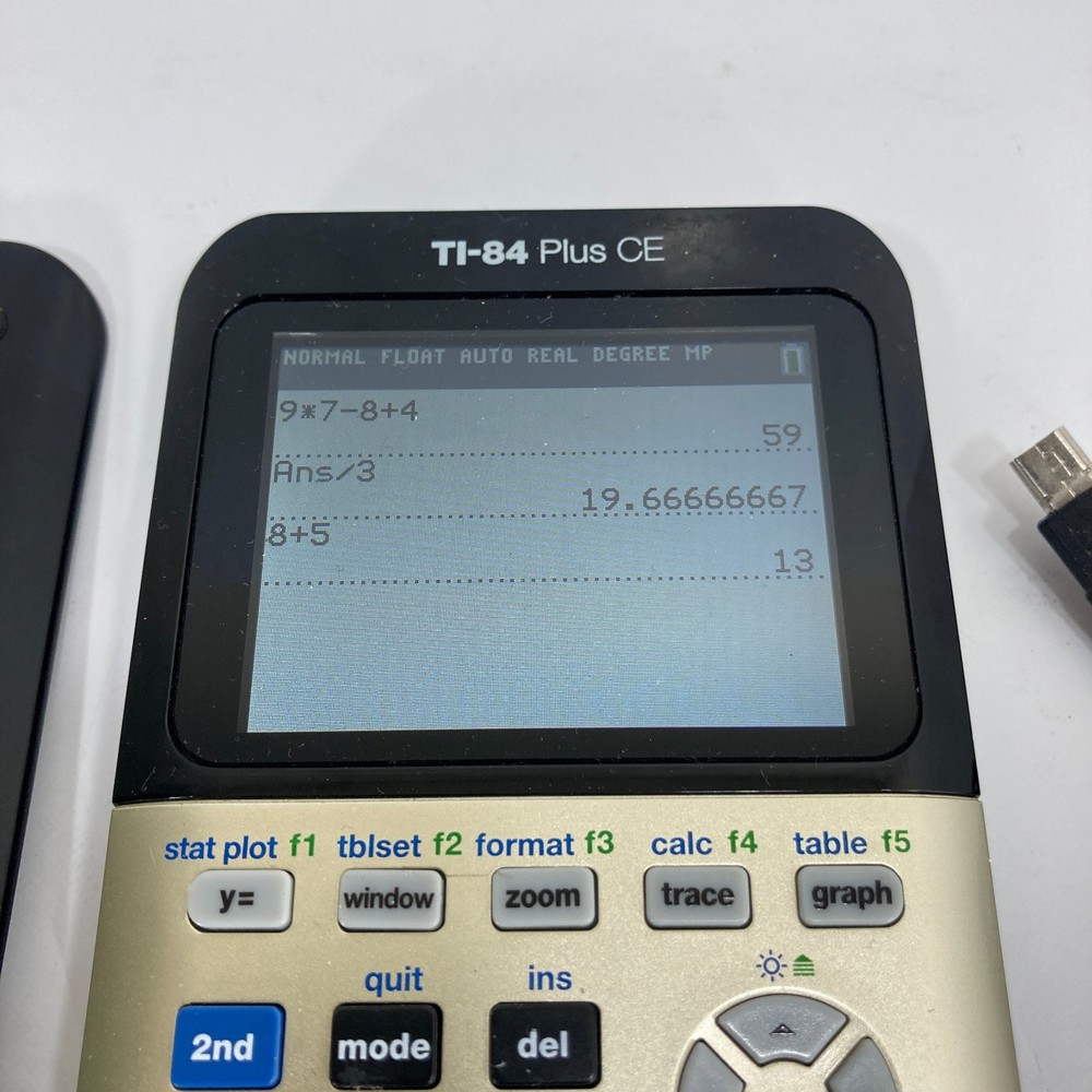 Texas Instruments TI-84 Plus CE Graphing Calculator With Cover, Cable - TESTED