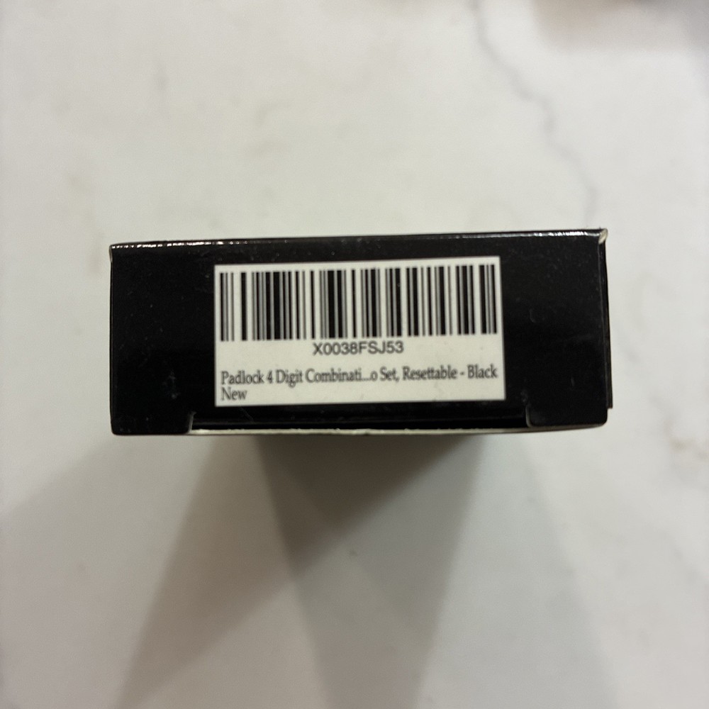 Padlock 4 Digit Combination Lock, Resettable, Black NEW