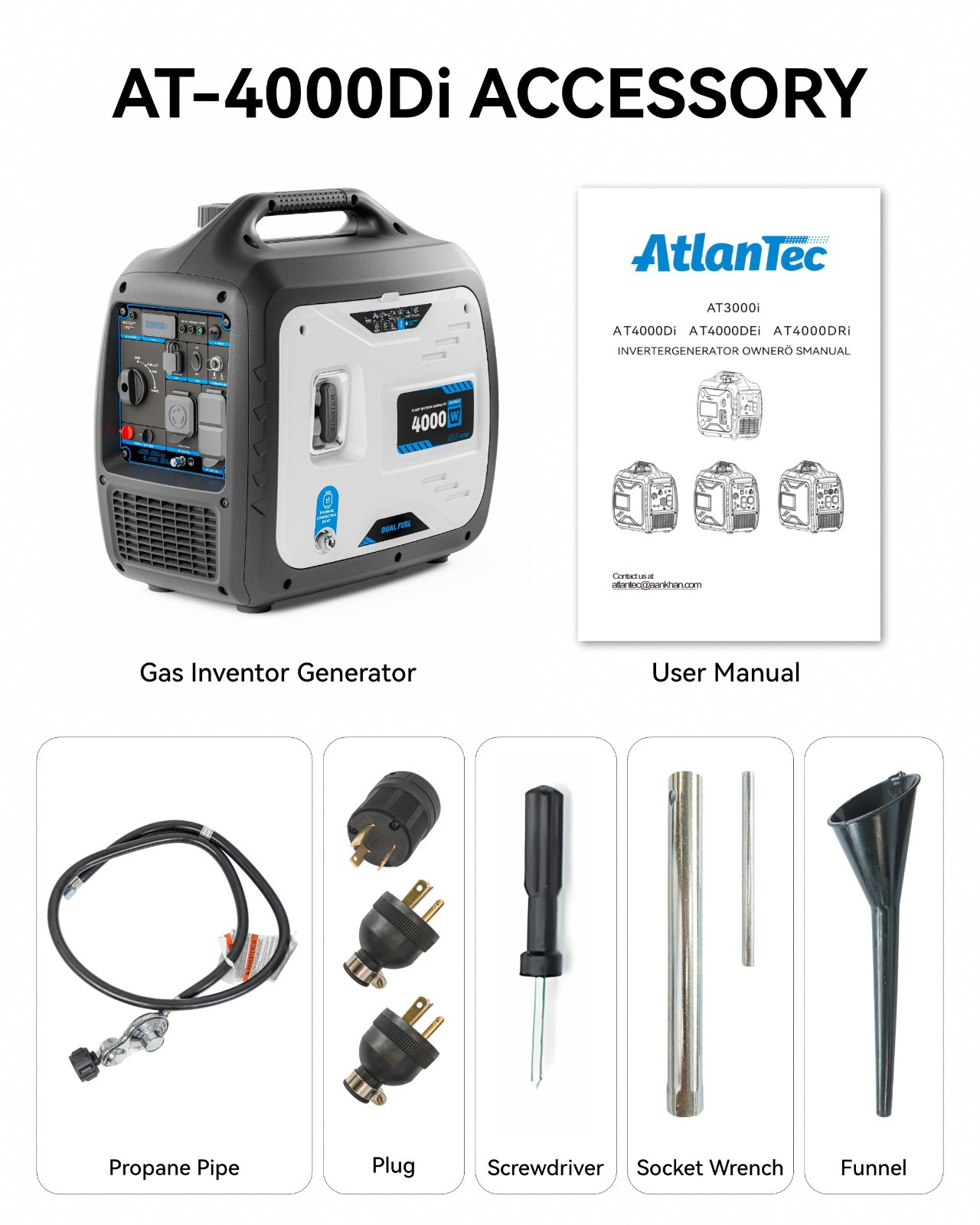 4000 Watt Dual Fuel Inverter Generator, RV Ready Super Quiet Propane Generator