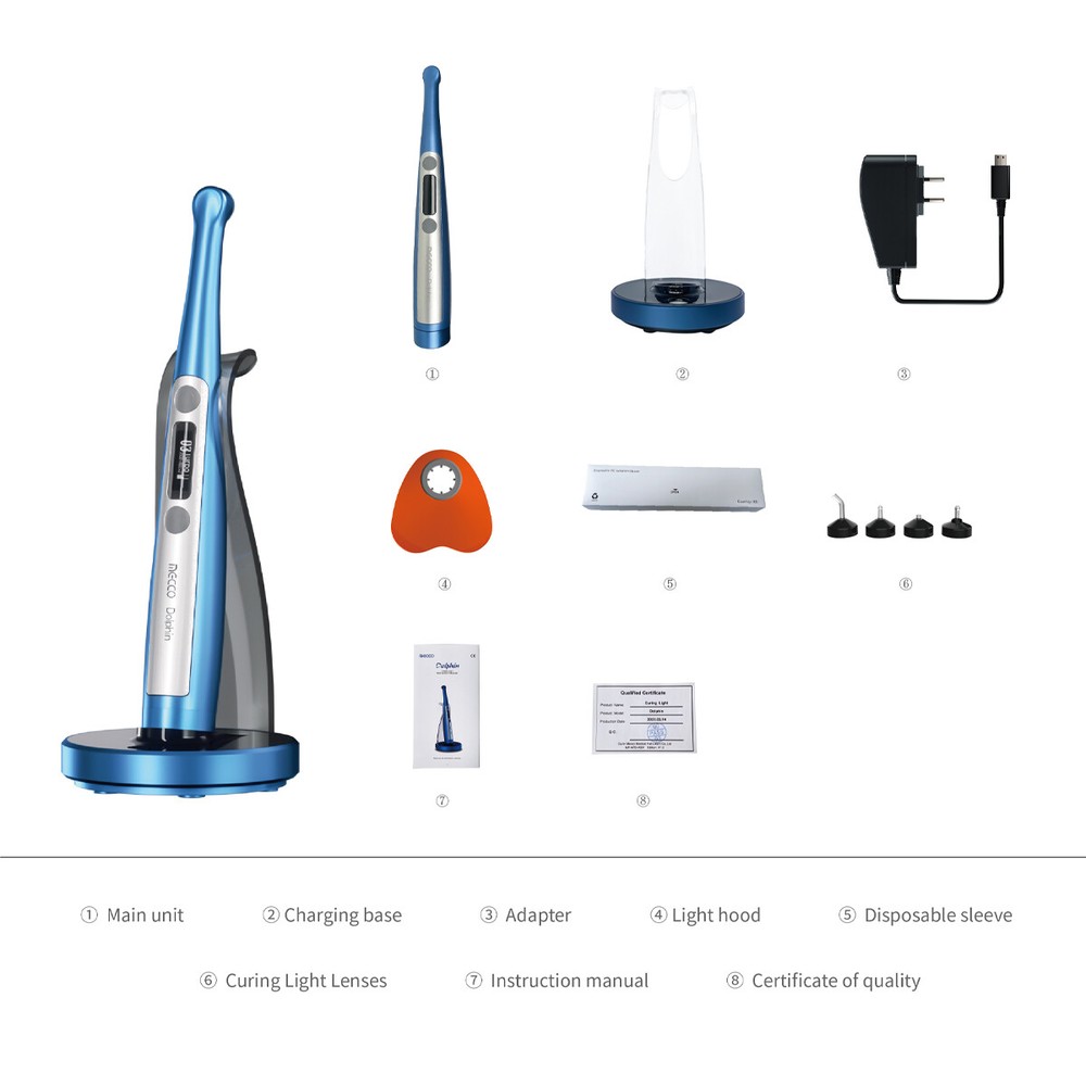 Dolphin Dental LED Cordless Curing Light Caries Dectection+Built-in Light Meter