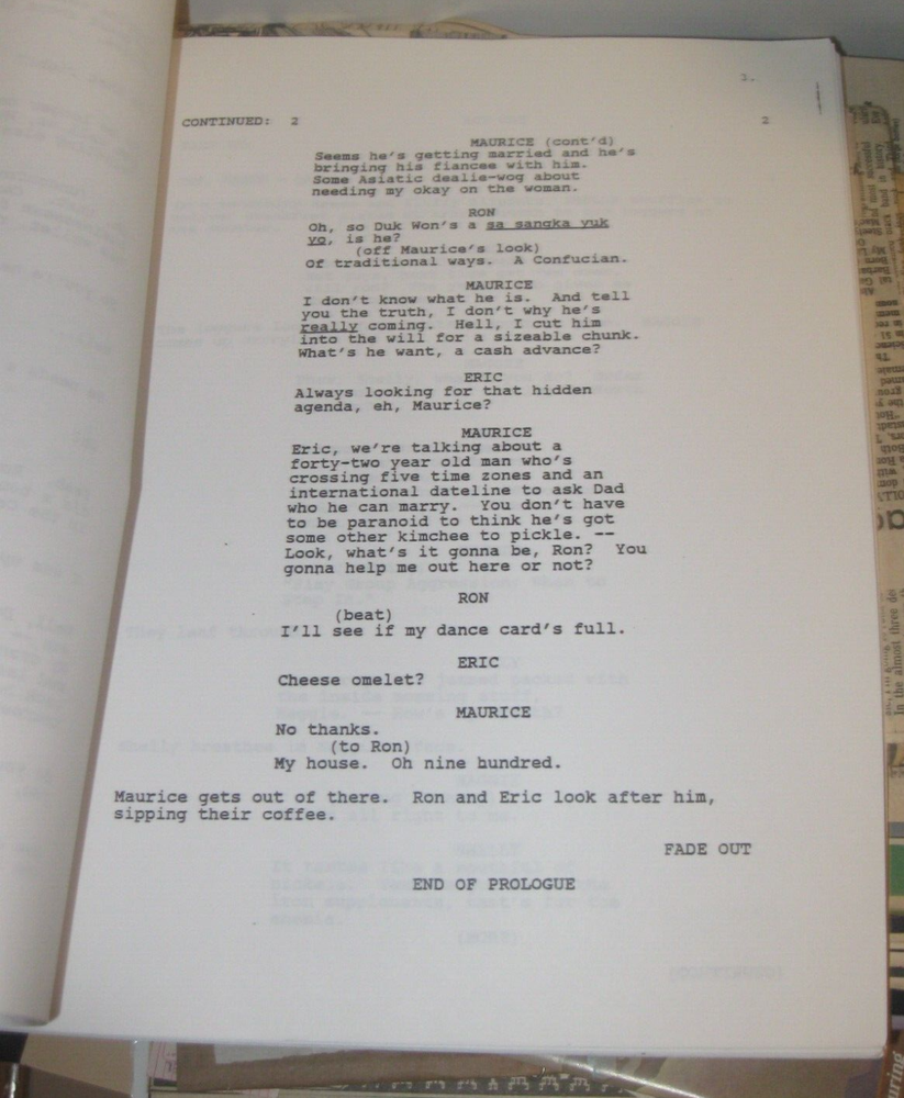 NORTHERN EXPOSURE ORIGINAL SCRIPT SLEEPING WITH THE ENEMY FINAL DRAFT SEASON 4
